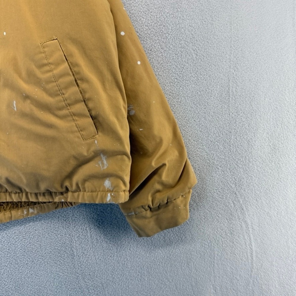 Vintage Nortex Jacket Mens Large Tan Fleece Lined Bomber Dacron Paint Stains 60s - Picture 2 of 10